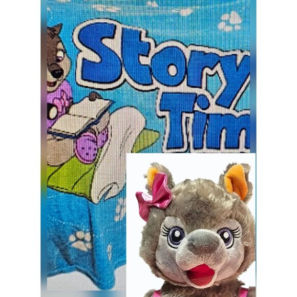 Great Wolf Lodge Story Time Fleece Blanket and 17" BAB Violet The Wolf Plush - Picture 3 of 12